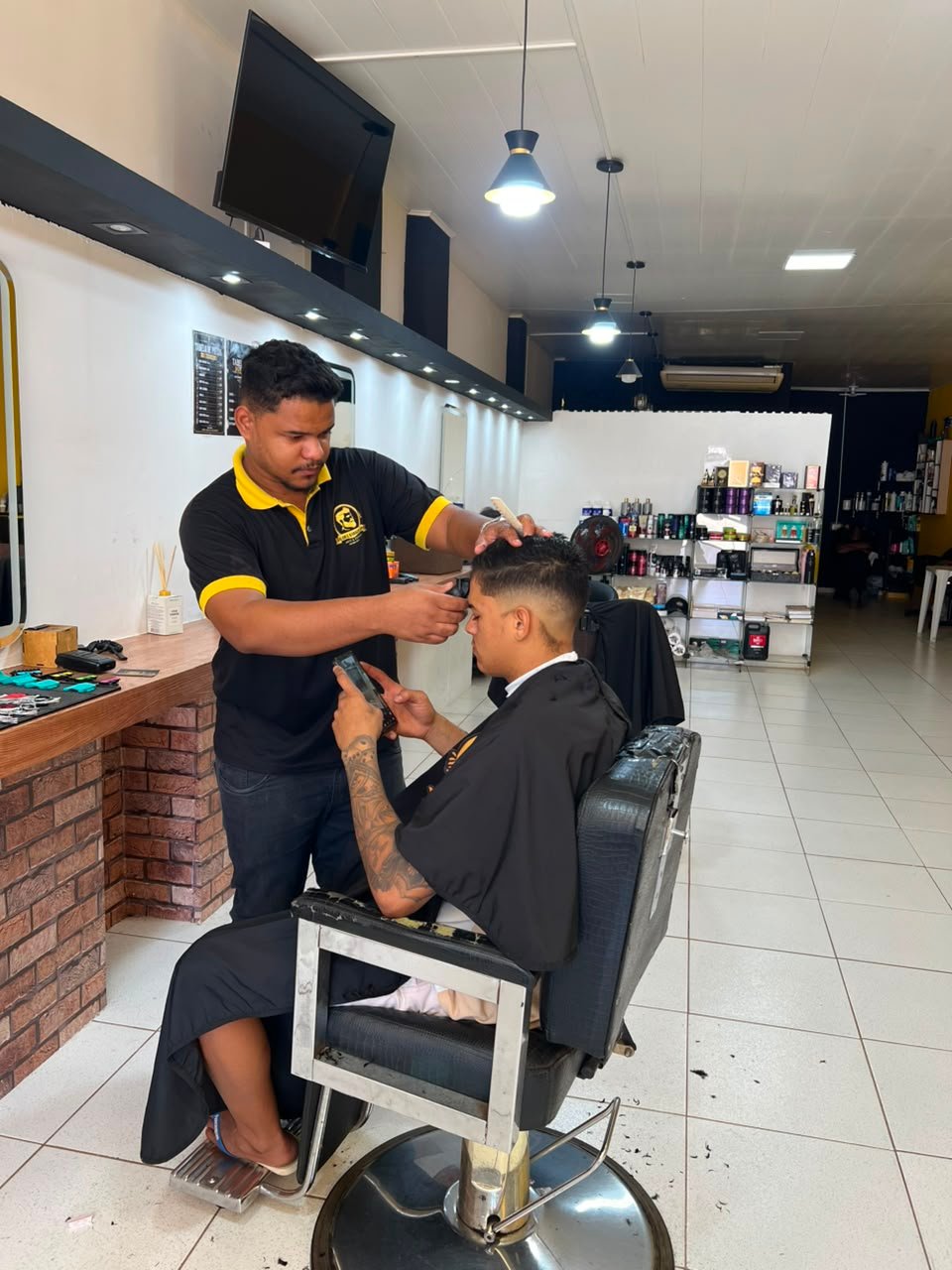 Estação de barba da barbearia